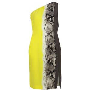 Just Cavalli 100% Silk One Shoulder Vibrant Dress with side Zipper/side slit